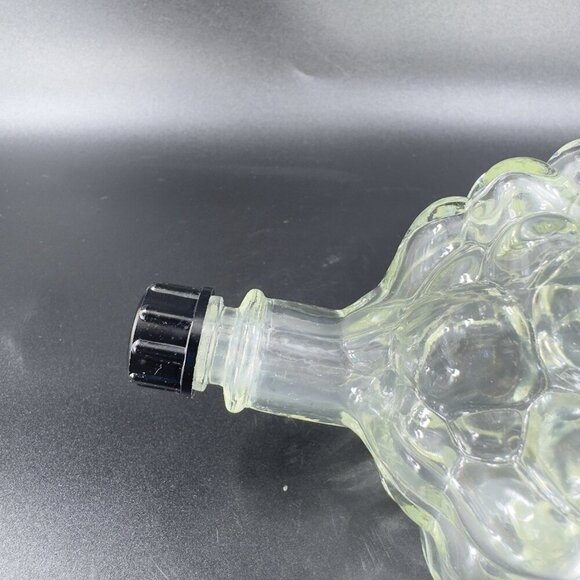 Vintage Clear Glass Grape Cluster Shaped Vanity Wine Bottle Decanter With Lid - Picture 8 of 13